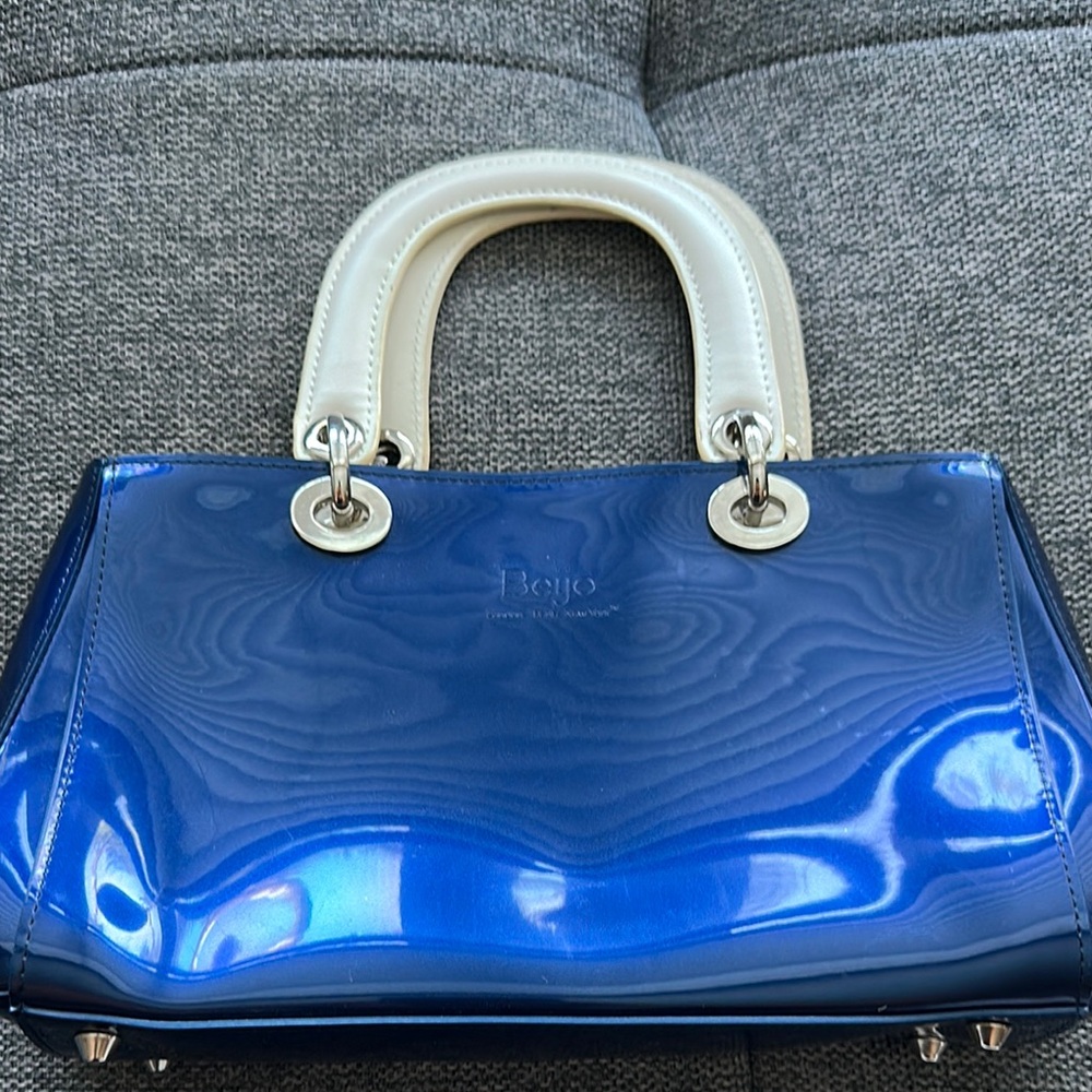 Beijo Blue and Cream Satchel Bag